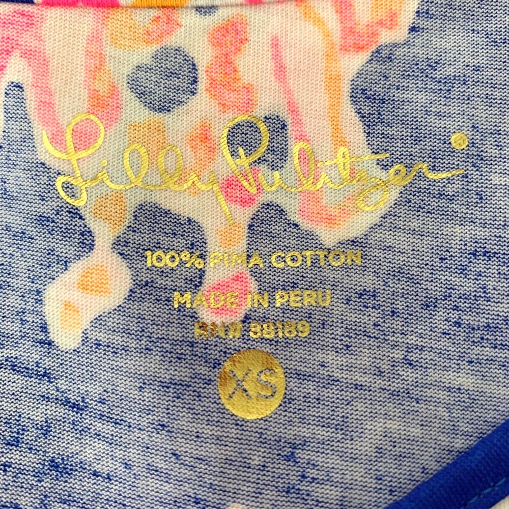 NWT Lilly Pulitzer Marlowe Tee T-Shirt Dress It's Eelectric XS 0 2 Blue Coral - Picture 5 of 5